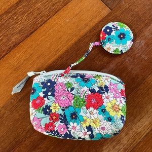 Vera Bradley zipper pouch with small round mirror